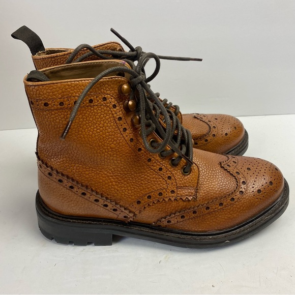Walk London Sean Brogue Boots In Tan Leather Lace-up Chelsea Wingtip Men’s 6 - Picture 4 of 10